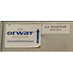 Filtr kasetowy metalowy 293 x 879 x 90 G4 Orwat
